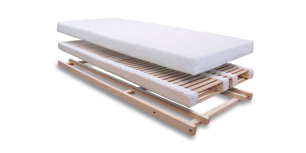 Ansicht offenes Schlafsystem mit verstellbarem Einlegerahmen